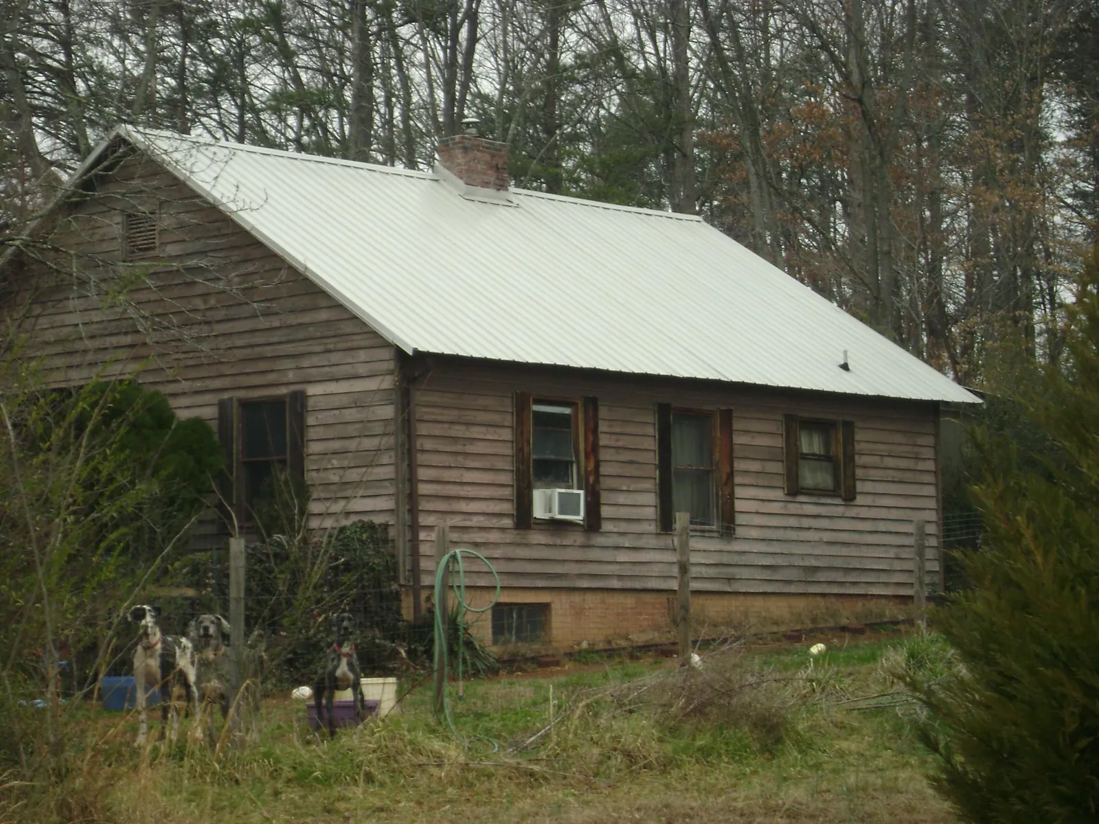 White metal roof on an old wood sided farmhouse, from a Metal Roof Installation job in Commodore